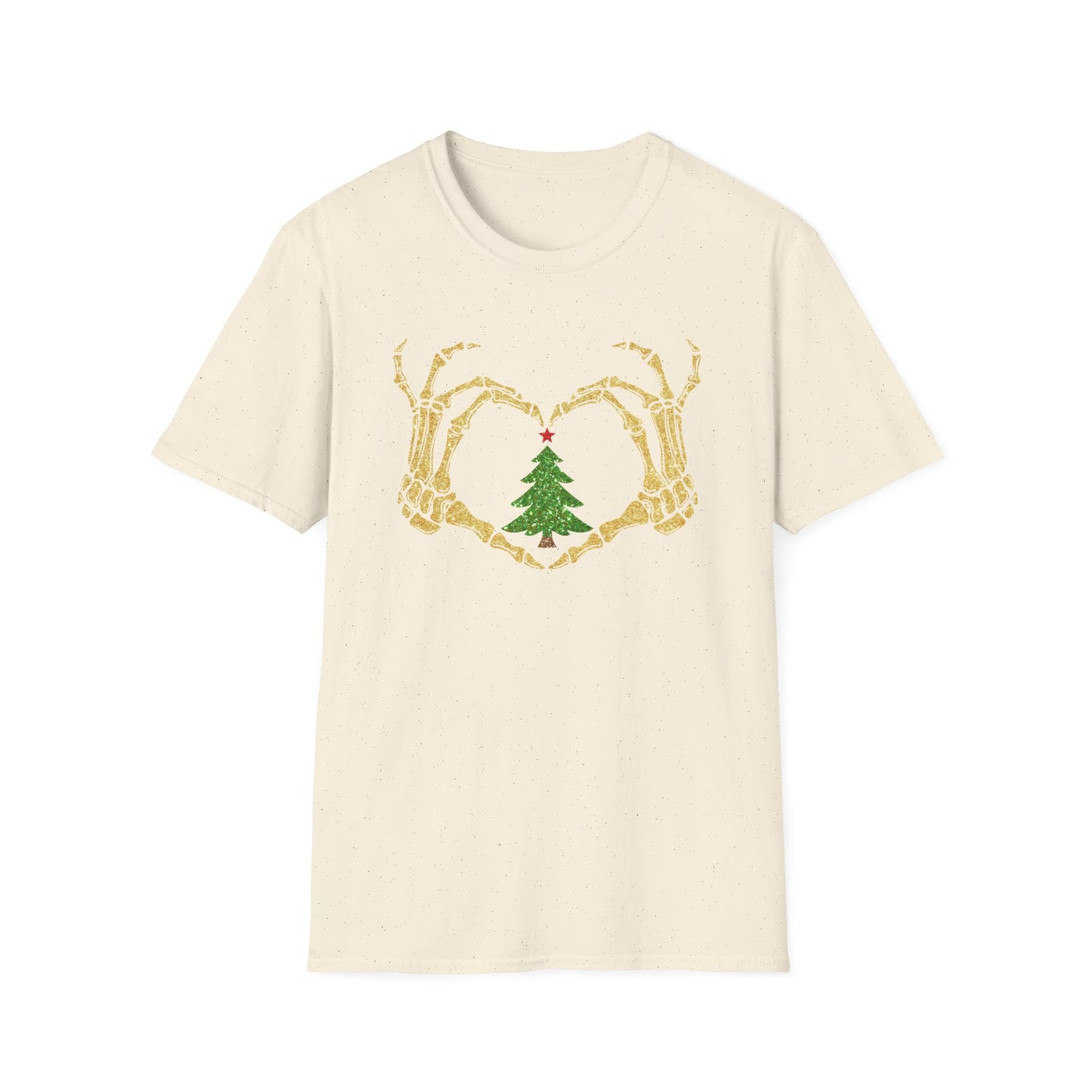 Skeleton Hands Heart Christmas Tree T-Shirt | Gildan Unisex Holiday Tee