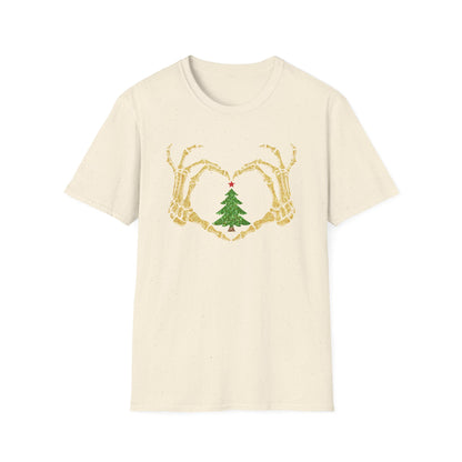 Skeleton Hands Heart Christmas Tree T-Shirt | Gildan Unisex Holiday Tee