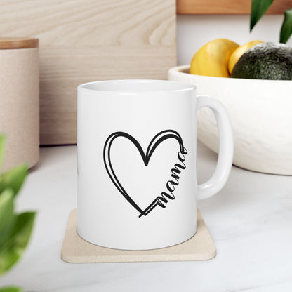 Charming Heart Mama Mug | Ceramic 11oz & 15oz Coffee & Tea Cup