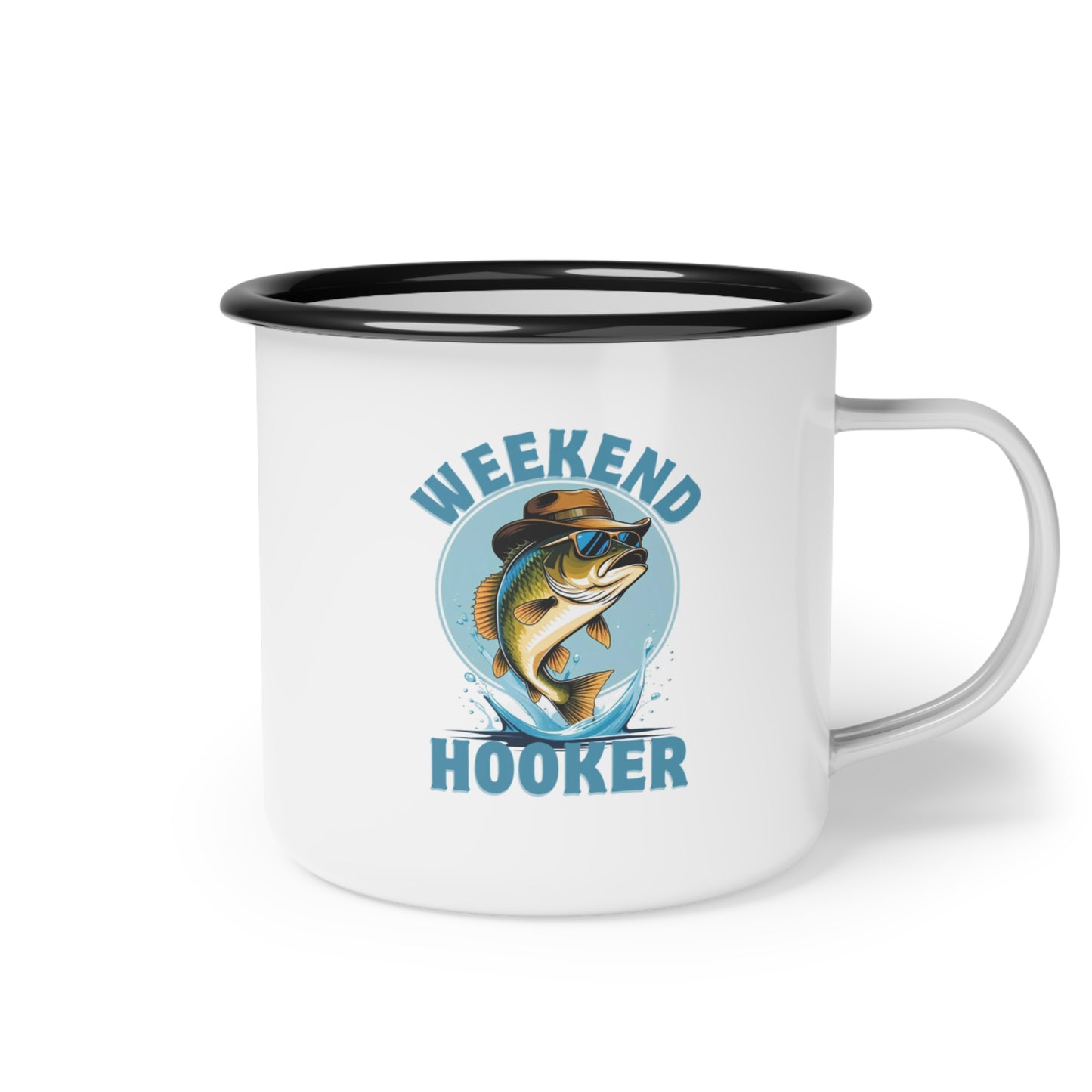 Weekend Hooker Enamel Camp Cup | Fishing Mug for Outdoor Enthusiasts, Camping Gear, Gifts for Dads and Moms, Father's Day, Mother's Day, Gifts for Fishermen for Him or Her