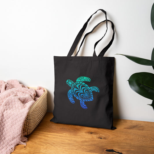 Tribal Sea Turtle Tote Bag | Eco-Friendly Cotton Beach Tote