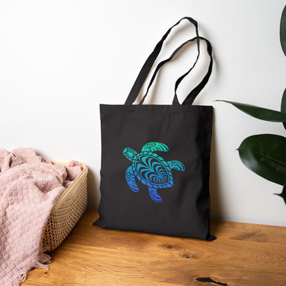 Tribal Sea Turtle Tote Bag | Eco-Friendly Cotton Beach Tote