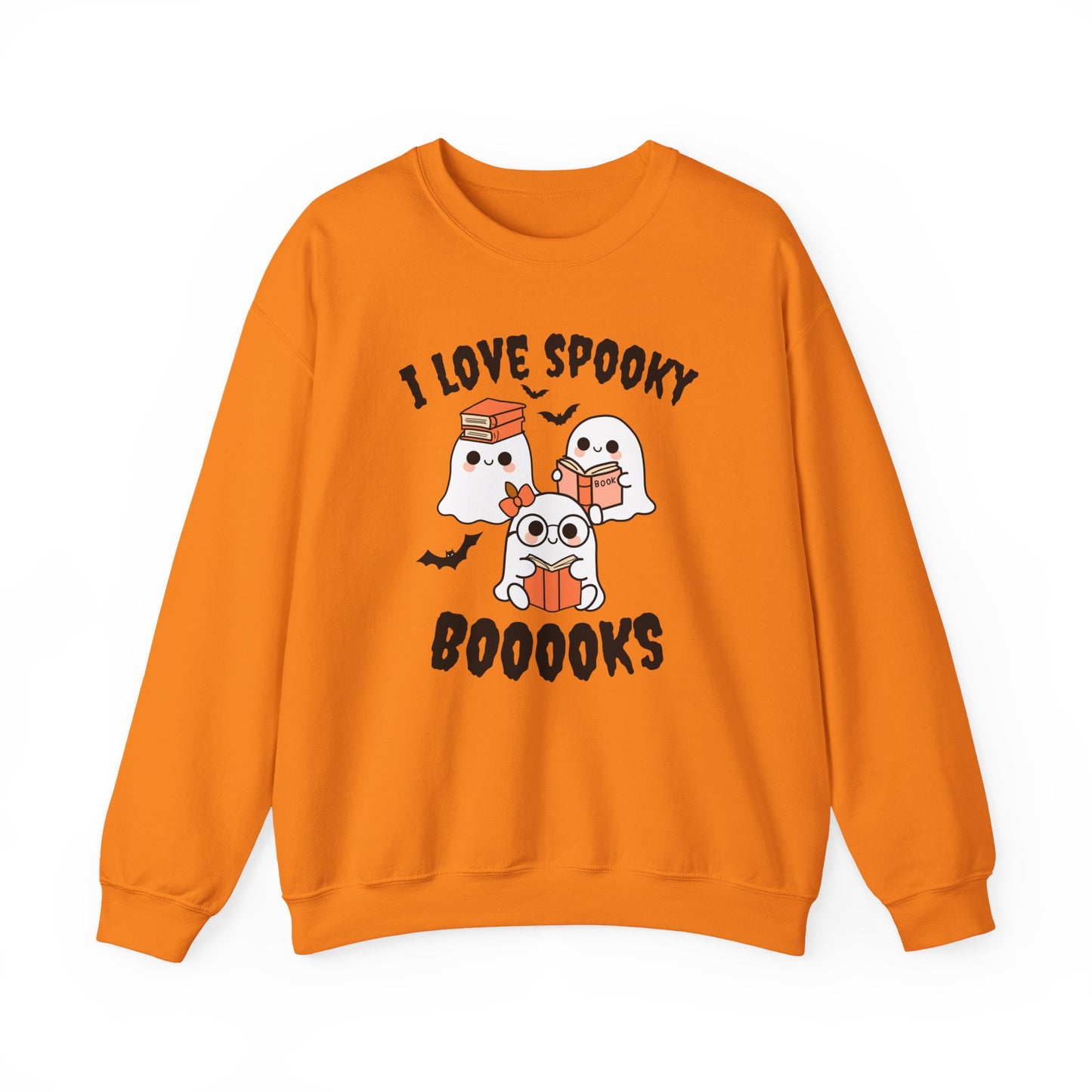 I love Spooky Booooks Ghost Sweatshirt, Cozy Halloween Crewneck, I Love Spooky Books, Fall Fashion, Unisex Gift Idea, Halloween Apparel