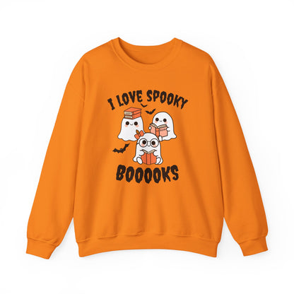 I love Spooky Booooks Ghost Sweatshirt, Cozy Halloween Crewneck, I Love Spooky Books, Fall Fashion, Unisex Gift Idea, Halloween Apparel
