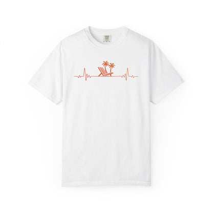 Tropical Heartbeat Tee | Coastal Beach Shirt with Palm Trees
