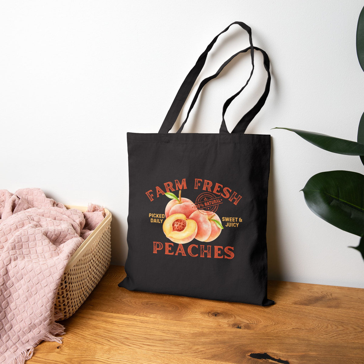 Farm Fresh Peaches Canvas Tote Bag
