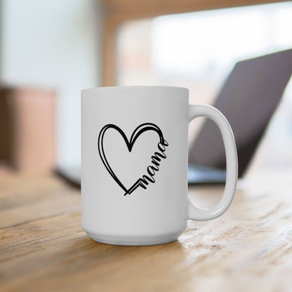 Charming Heart Mama Mug | Ceramic 11oz & 15oz Coffee & Tea Cup