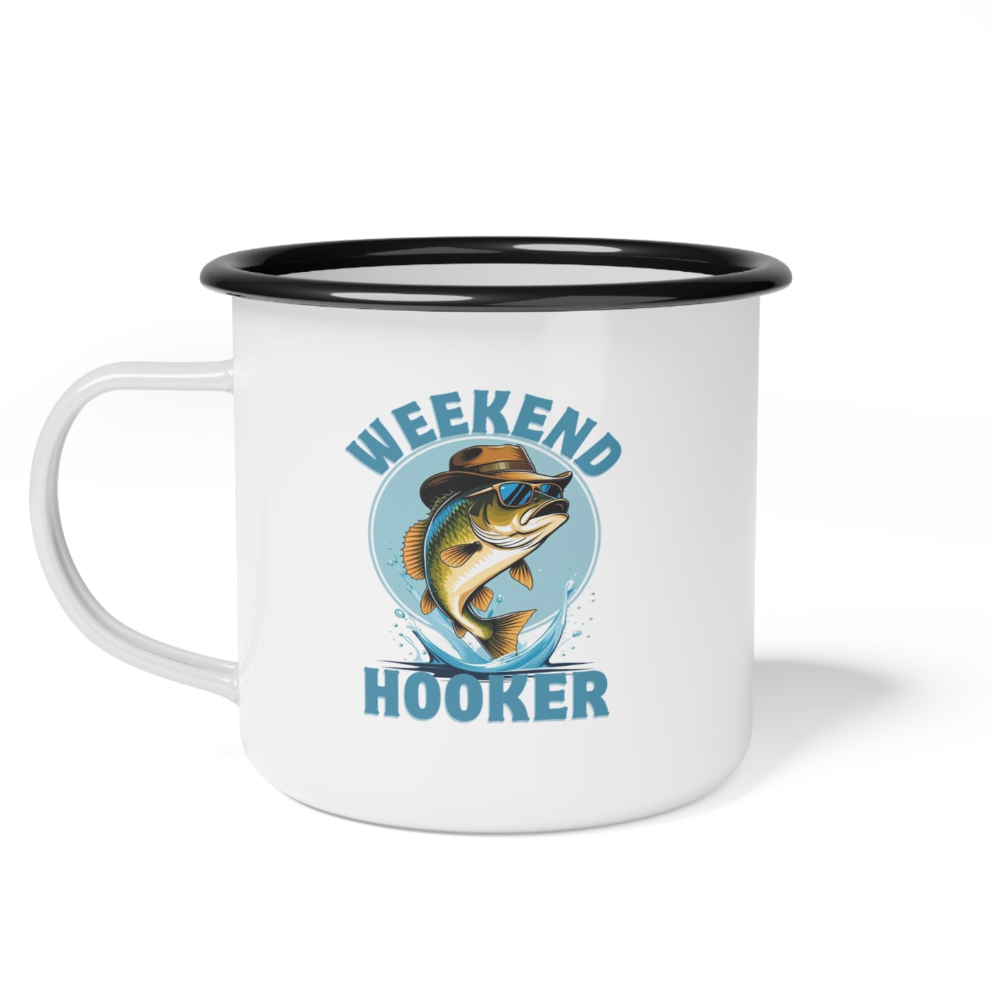 Weekend Hooker Enamel Camp Cup | Fishing Mug for Outdoor Enthusiasts, Camping Gear, Gifts for Dads and Moms, Father's Day, Mother's Day, Gifts for Fishermen for Him or Her