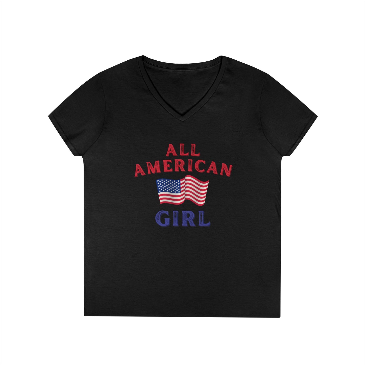 All American Girl V-Neck | Patriotic Women’s T-Shirt
