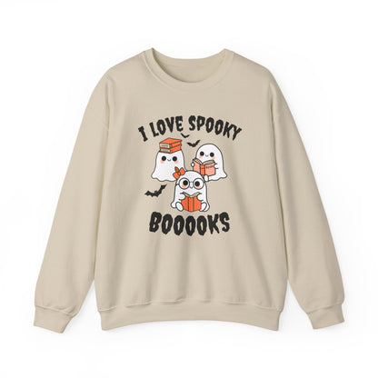 I love Spooky Booooks Ghost Sweatshirt, Cozy Halloween Crewneck, I Love Spooky Books, Fall Fashion, Unisex Gift Idea, Halloween Apparel