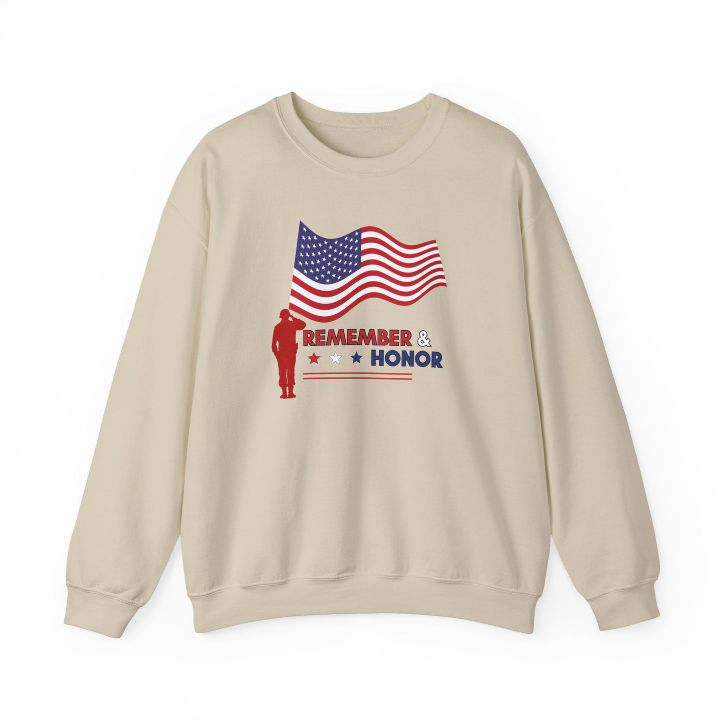 Patriotic Crewneck Sweatshirt for Veterans, Memorial Day Gift, Unisex Heavy Blend, Remember & Honor Shirt, Casual Comfort Wear
