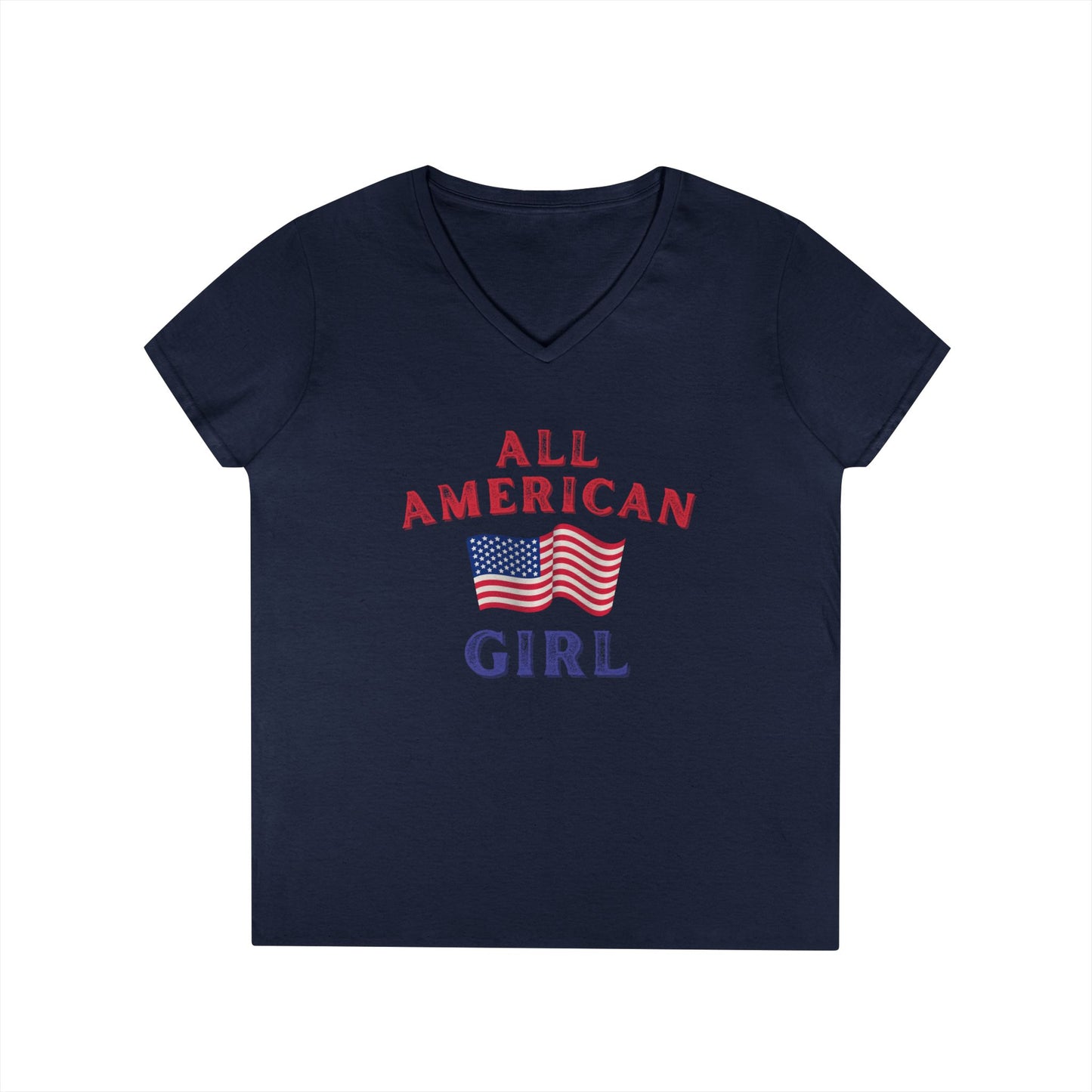 All American Girl V-Neck | Patriotic Women’s T-Shirt