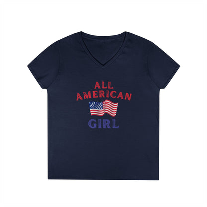 All American Girl V-Neck | Patriotic Women’s T-Shirt