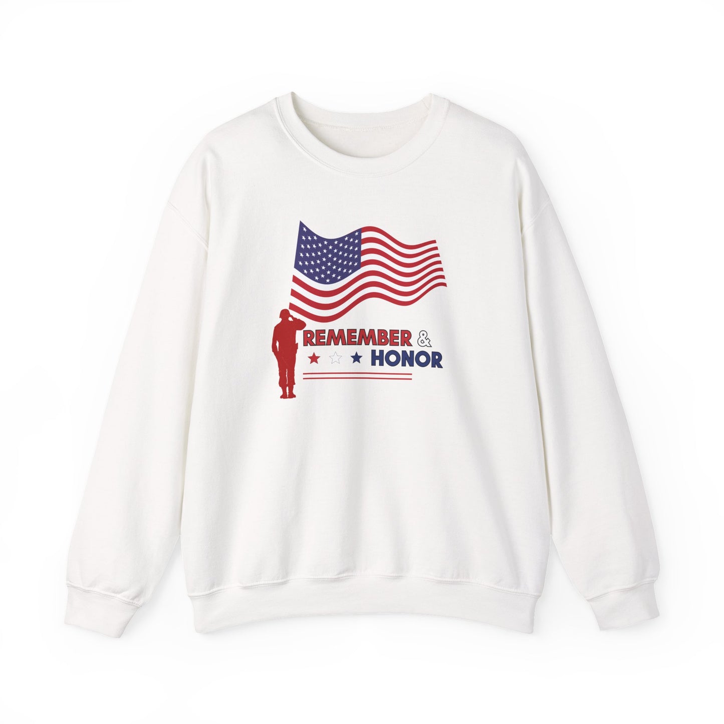 Patriotic Crewneck Sweatshirt for Veterans, Memorial Day Gift, Unisex Heavy Blend, Remember & Honor Shirt, Casual Comfort Wear