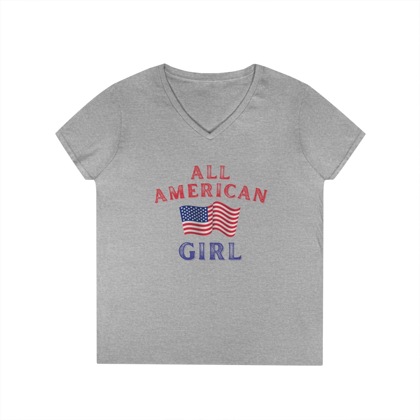 All American Girl V-Neck | Patriotic Women’s T-Shirt