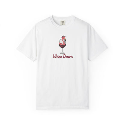Flamingo Wine Down Tee | Comfort Colors Graphic Shirt