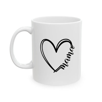 Charming Heart Mama Ceramic 11 oz Mug - Perfect Gift for Coffee Lovers, Heartwarming Tea Cup, Unique Housewarming Present, Cozy Home Décor, Mother's Day Gift, New Mom Gift, Mama mug
