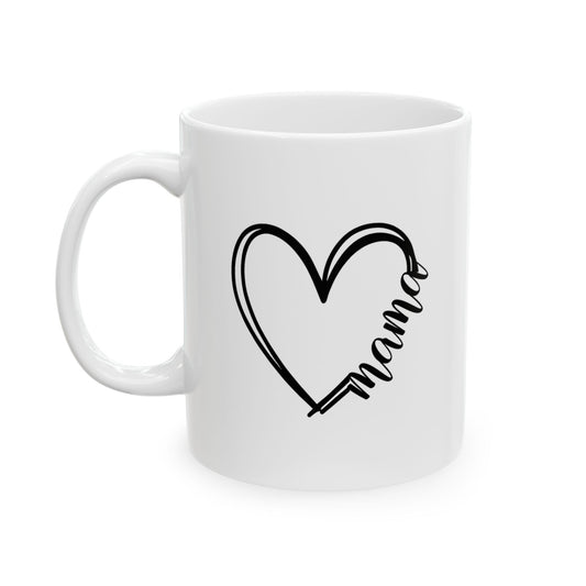 Charming Heart Mama Ceramic 11 oz Mug - Perfect Gift for Coffee Lovers, Heartwarming Tea Cup, Unique Housewarming Present, Cozy Home Décor, Mother's Day Gift, New Mom Gift, Mama mug