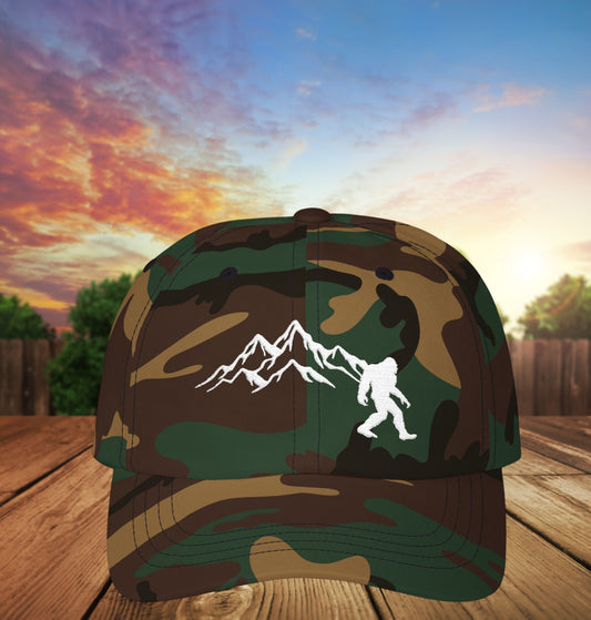 Bigfoot Classic Dad Cap, Funny Outdoor Embroidered Hat, Camping Hat, Hunting Hat, Outdoor Enthusiast Hat, Gift for Him or Her, Mountain Explorer Accessory