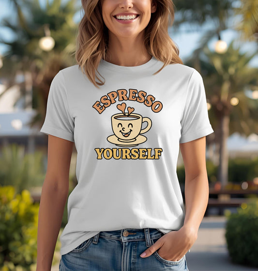Espresso Yourself Comfort Colors T-Shirt, Unisex Casual Coffee Tee, Funny Tee, Retro Graphic T-shirt, Coffee Work T-Shirt