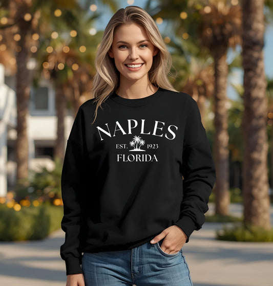 Naples Florida Retro Crewneck Sweatshirt, Casual Wear, Gift for Him/Her, Travel Souvenir, Vacation Apparel, Nautical Enthusiasts