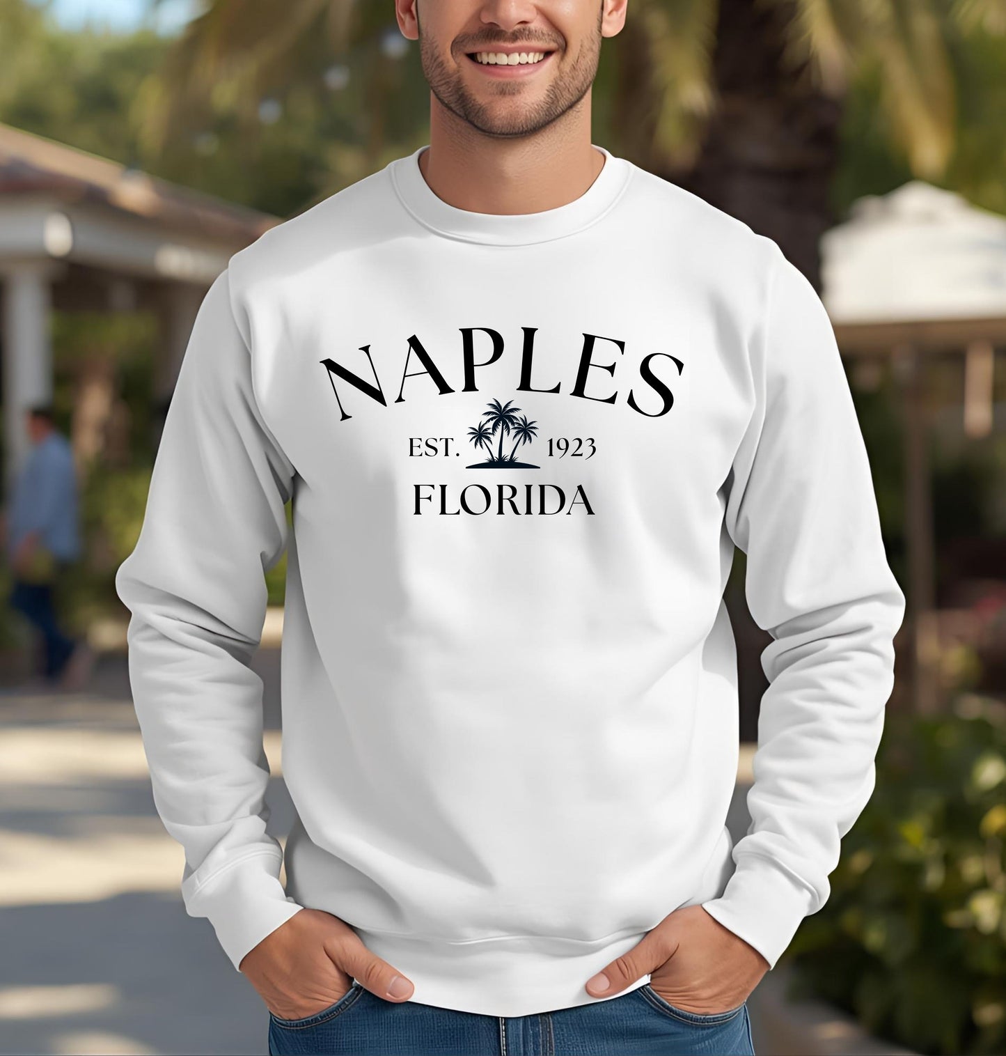 Naples Florida Retro Crewneck Sweatshirt, Casual Wear, Gift for Him/Her, Travel Souvenir, Vacation Apparel, Nautical Enthusiasts