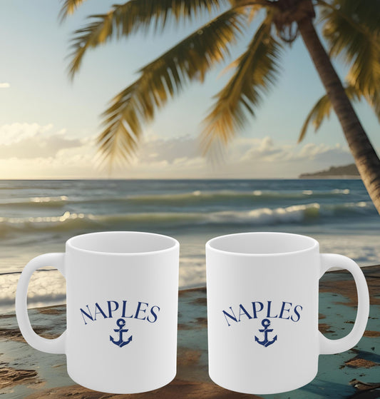Nautical Mug 11oz - Naples Anchor Coffee & Tea Cup for Nautical Lovers, Coffee Mug, Tea Mug, Hot chocolate mug, Coastal Mug, Beach Mug, Nautical Mug