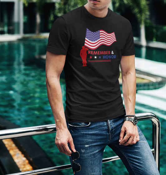 Memorial Day Remember & Honor T-Shirt for Veterans, Patriotic Gift, Remembrance Shirt, 4th of July Outfit, Veterans Day T shirt
